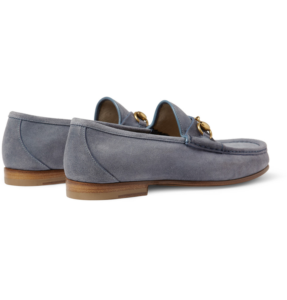 Gucci Horsebit Suede Loafers in Blue for Men - Lyst