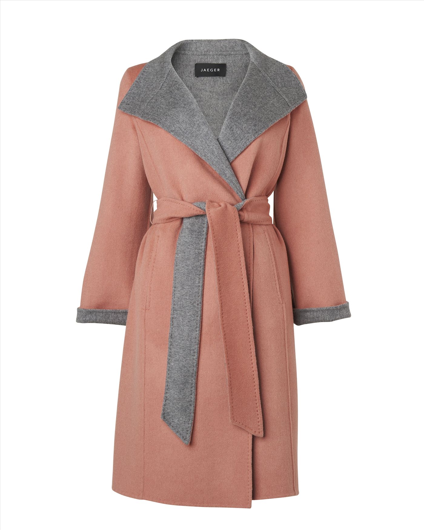 Jaeger Wool Double Faced Wrap Coat in Pink Lyst