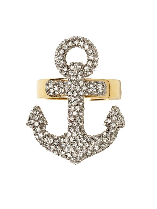 Juicy Couture Knots Anchors Large Pavé Anchor Ring in Gold | Lyst