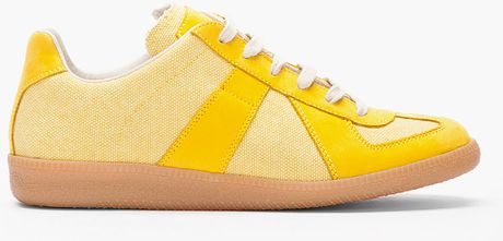 Maison Margiela Yellow Nubuck and Textile Sneakers in Yellow for Men | Lyst