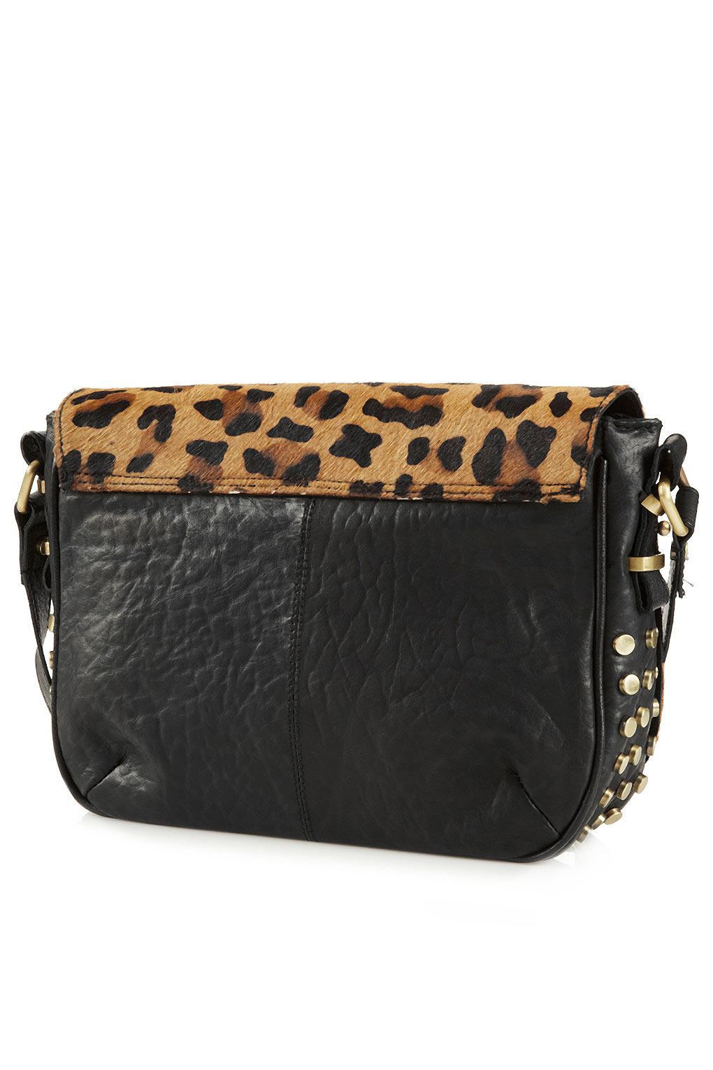 Leopard Leather Stud Crossbody Bag in Black Lyst