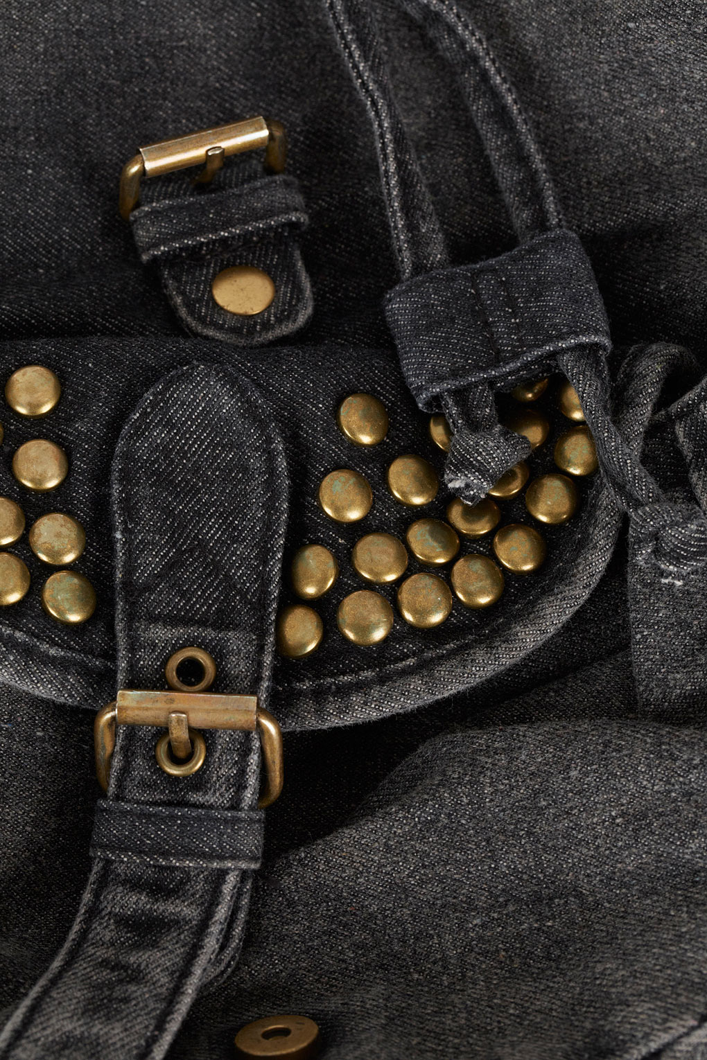 Lyst Studded Denim Backpack in Black