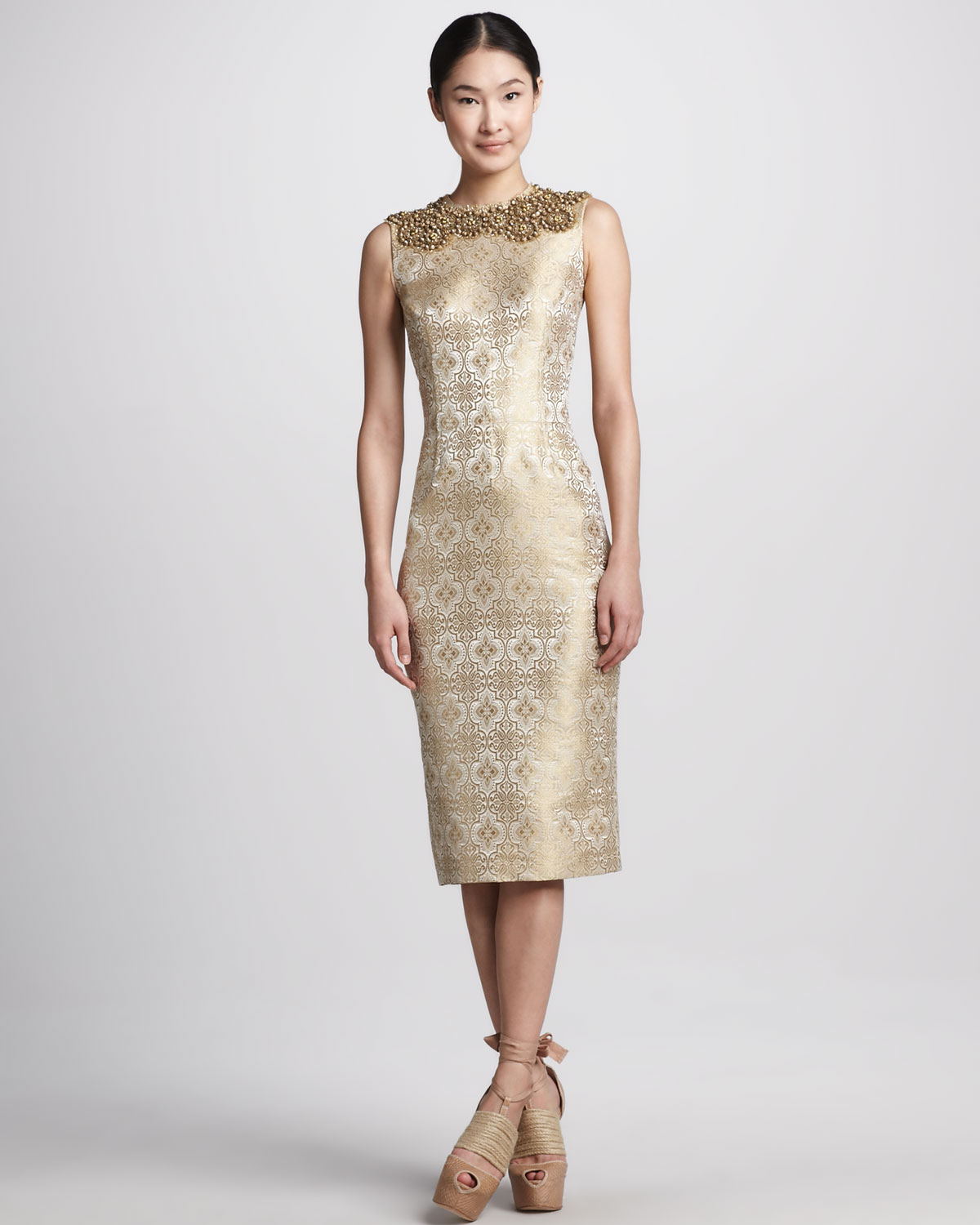 metallic sheath dress
