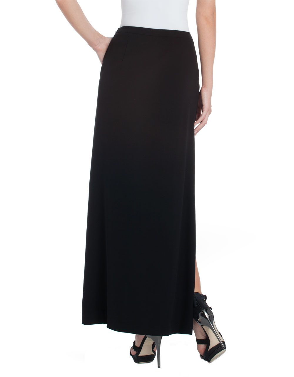 BCBGMAXAZRIA Double Slit Maxi Skirt in Black - Lyst