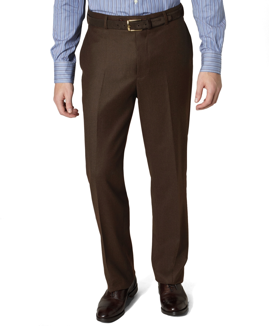 Brooks brothers Madison Fit Plain-front Flannel Trousers in Brown for ...