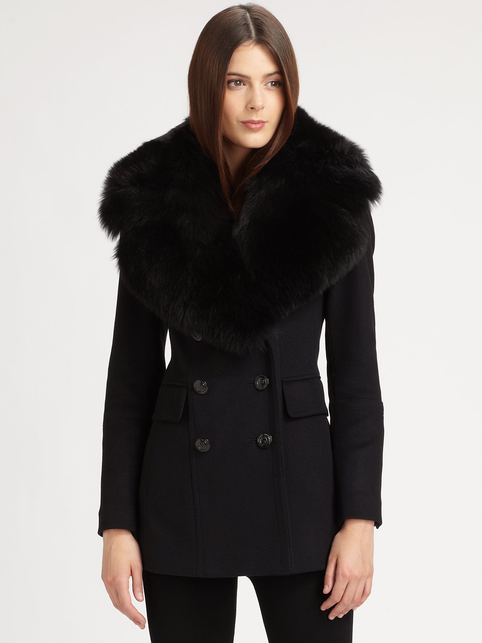 Black Coat With Fur Trim