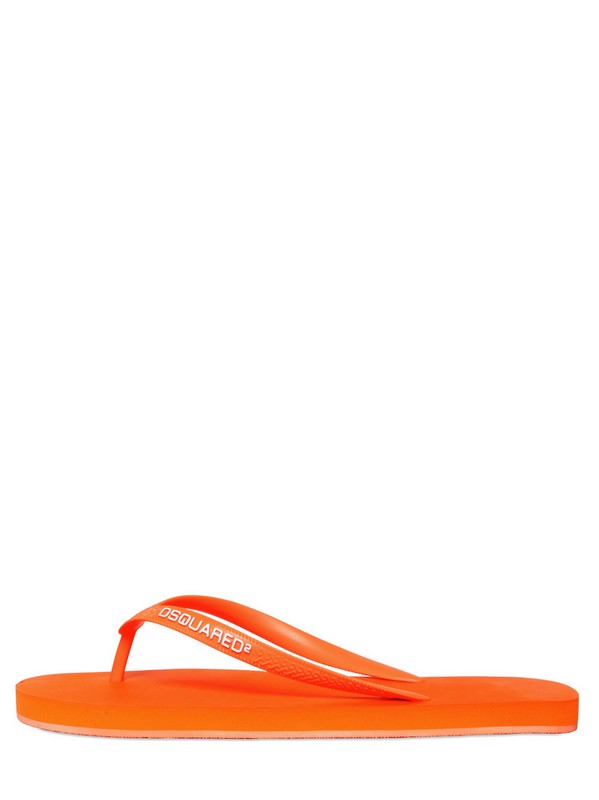 DSquared² Dsquared Logo Neon Rubber Flip Flops in Orange for Men | Lyst