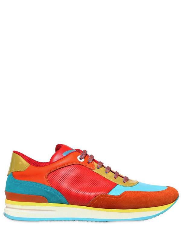 Ferragamo Running Suede Multicolor Sneakers in Orange for Men | Lyst