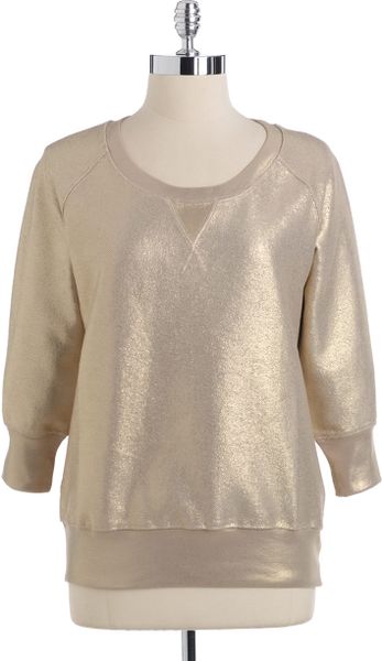 French Connection Metallic Sweatshirt in Gold (palegold/g) | Lyst