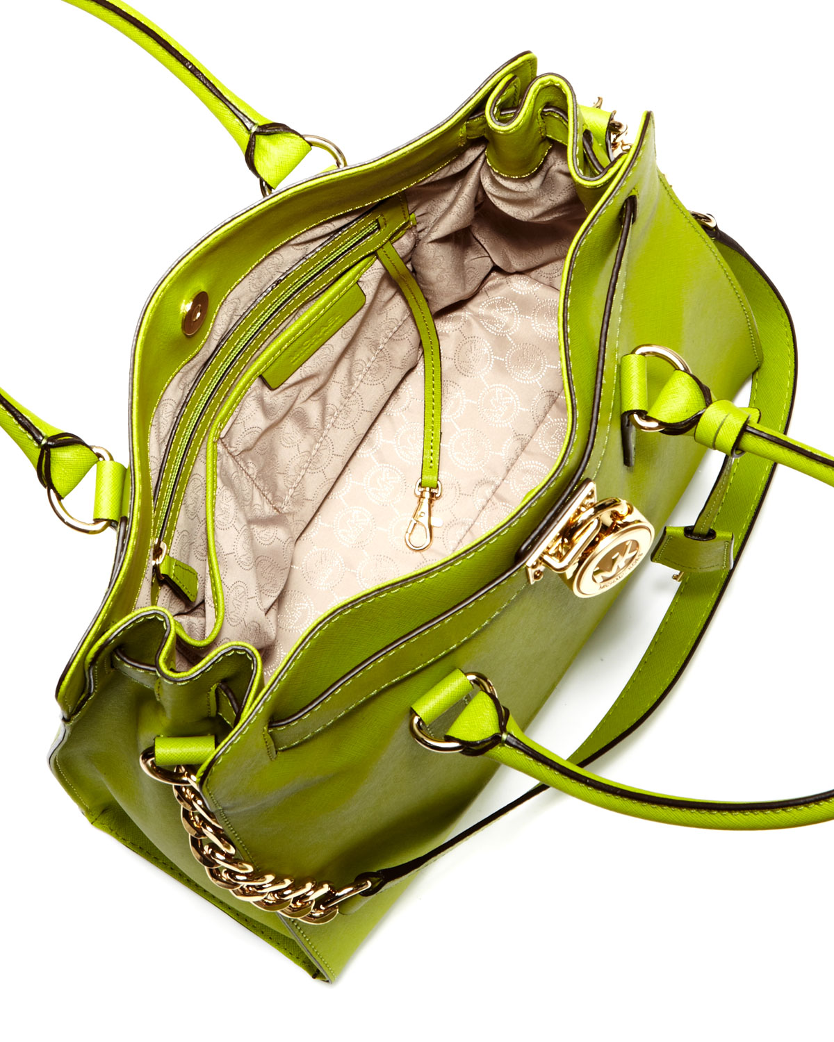 Lyst Michael Kors Large Hamilton Saffiano Tote In Green Gallery