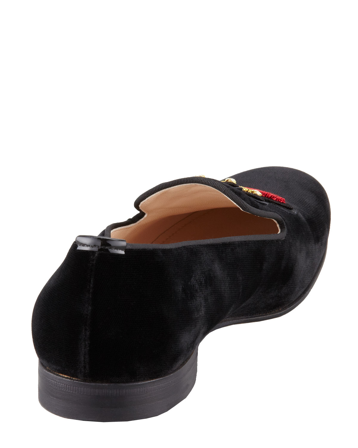Prada Velvet Lip Embroidered Smoking Slipper in Black Lyst