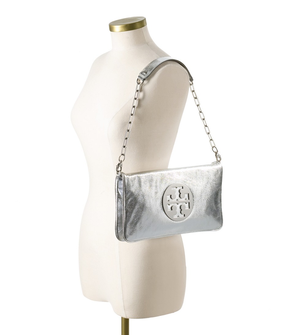 tory burch silver clutch