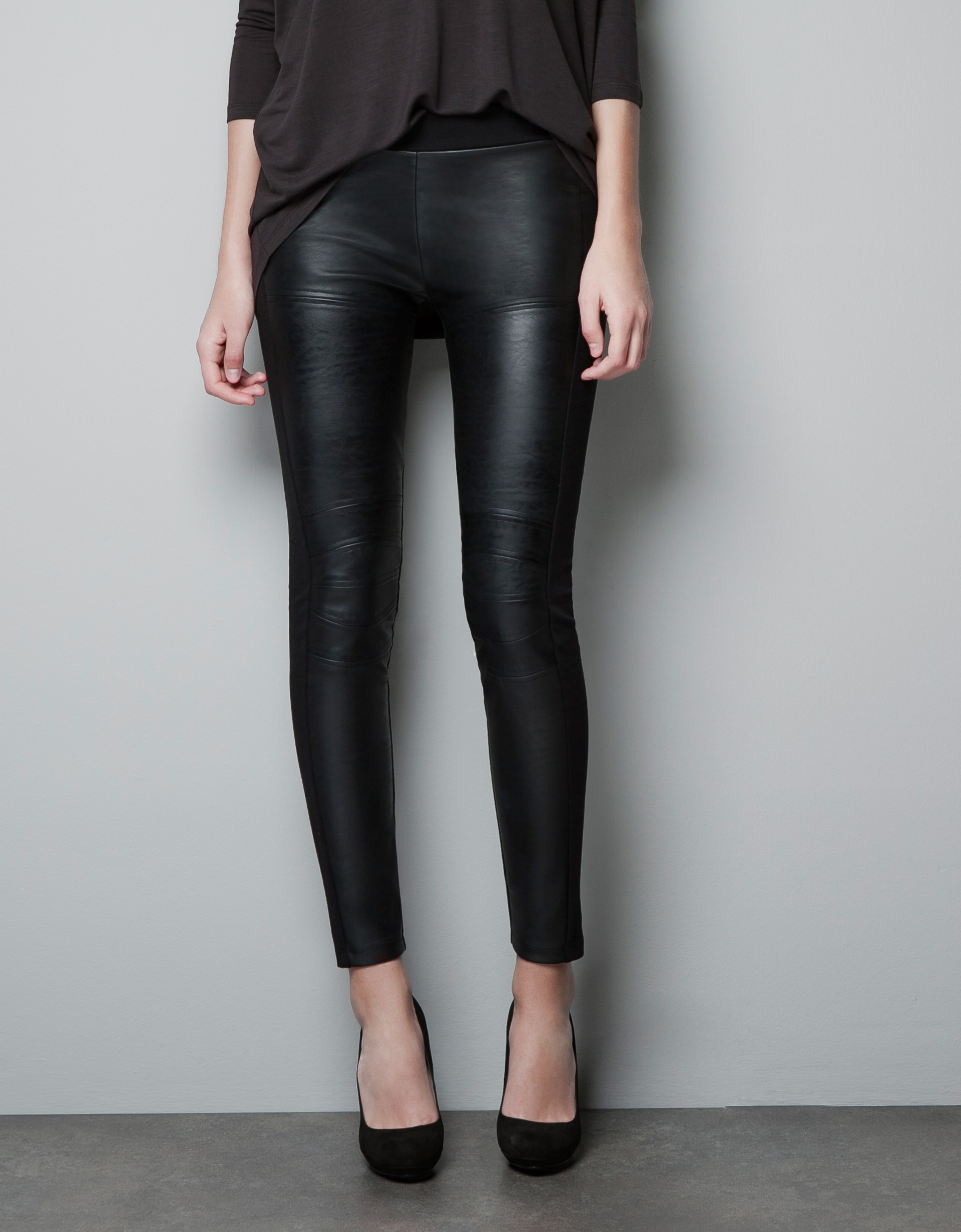 Zara Faux Leather Leggings In Black Lyst