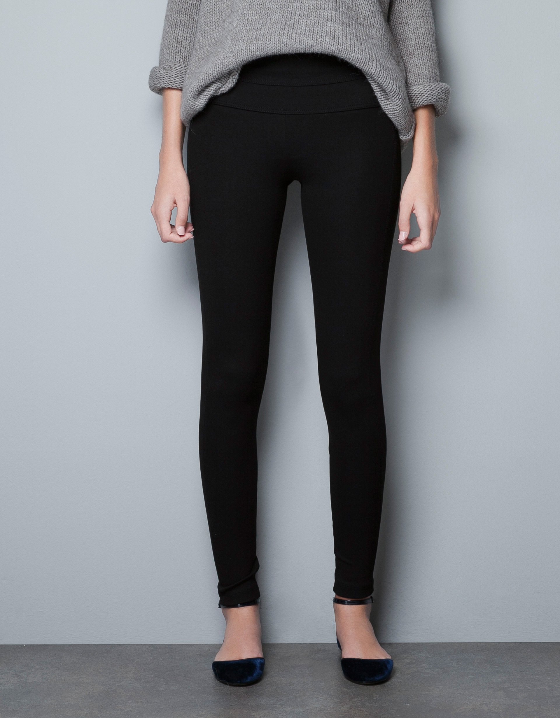 Zara Tuxedo Style Leggings in Black | Lyst
