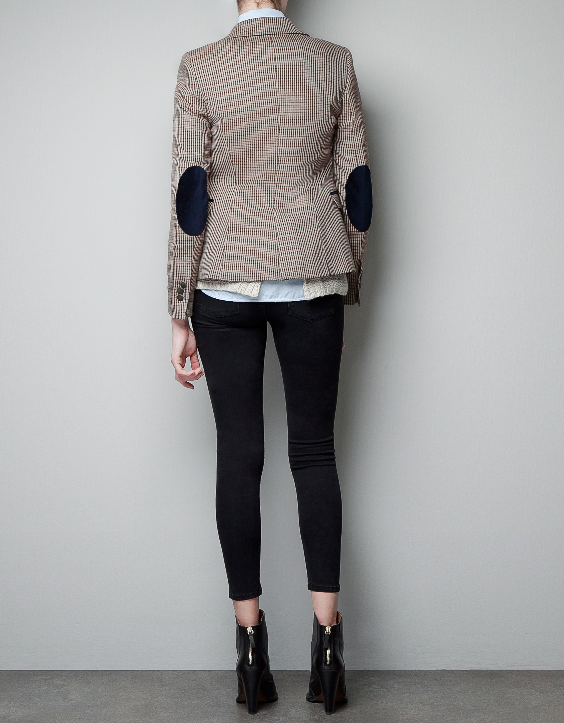 Zara Houndstooth Blazer in Natural Lyst