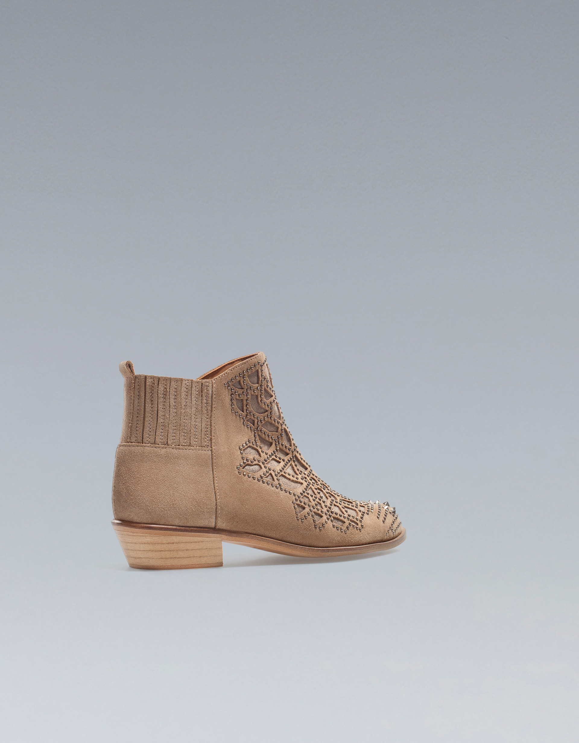 zara studded flat ankle boots