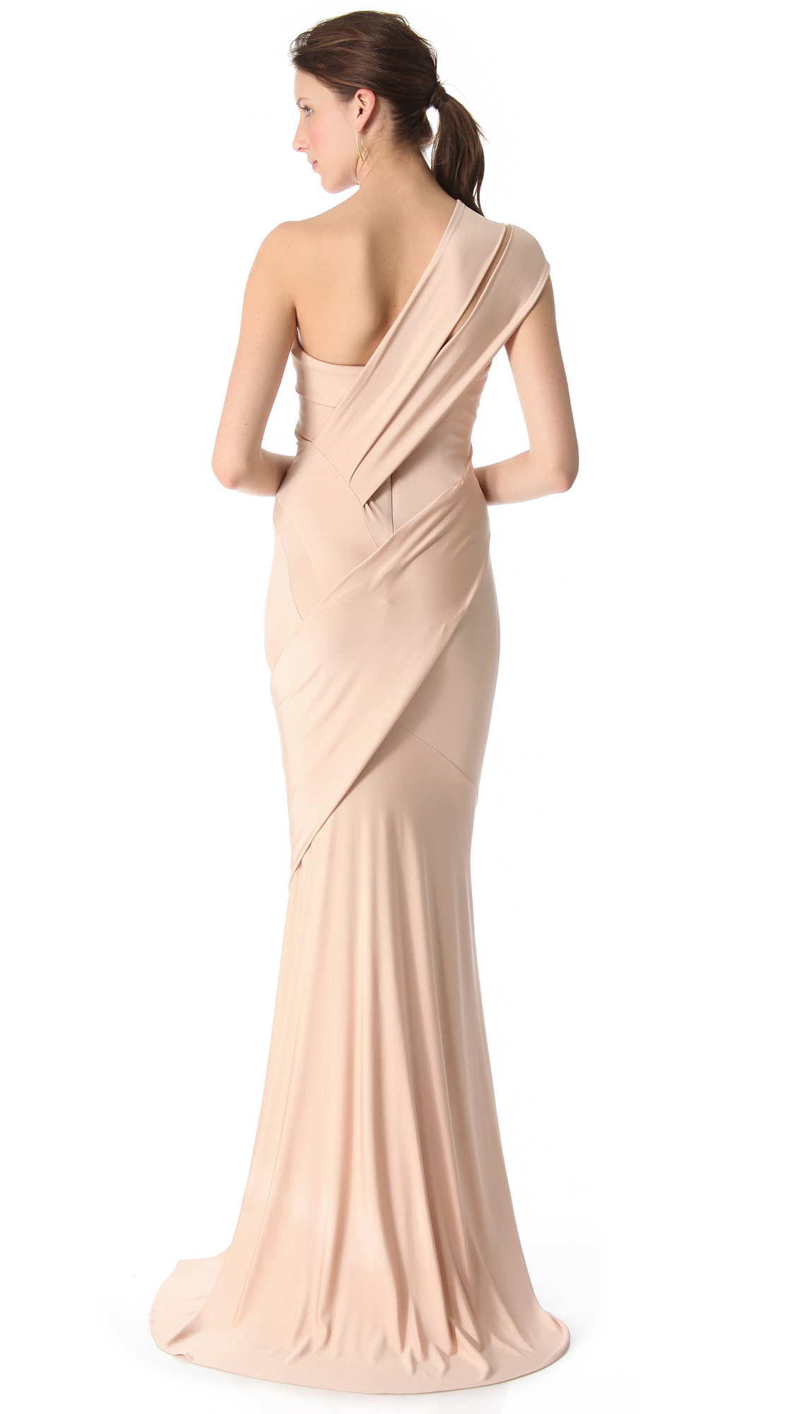 Donna Karan One Shoulder Evening Gown in Pink