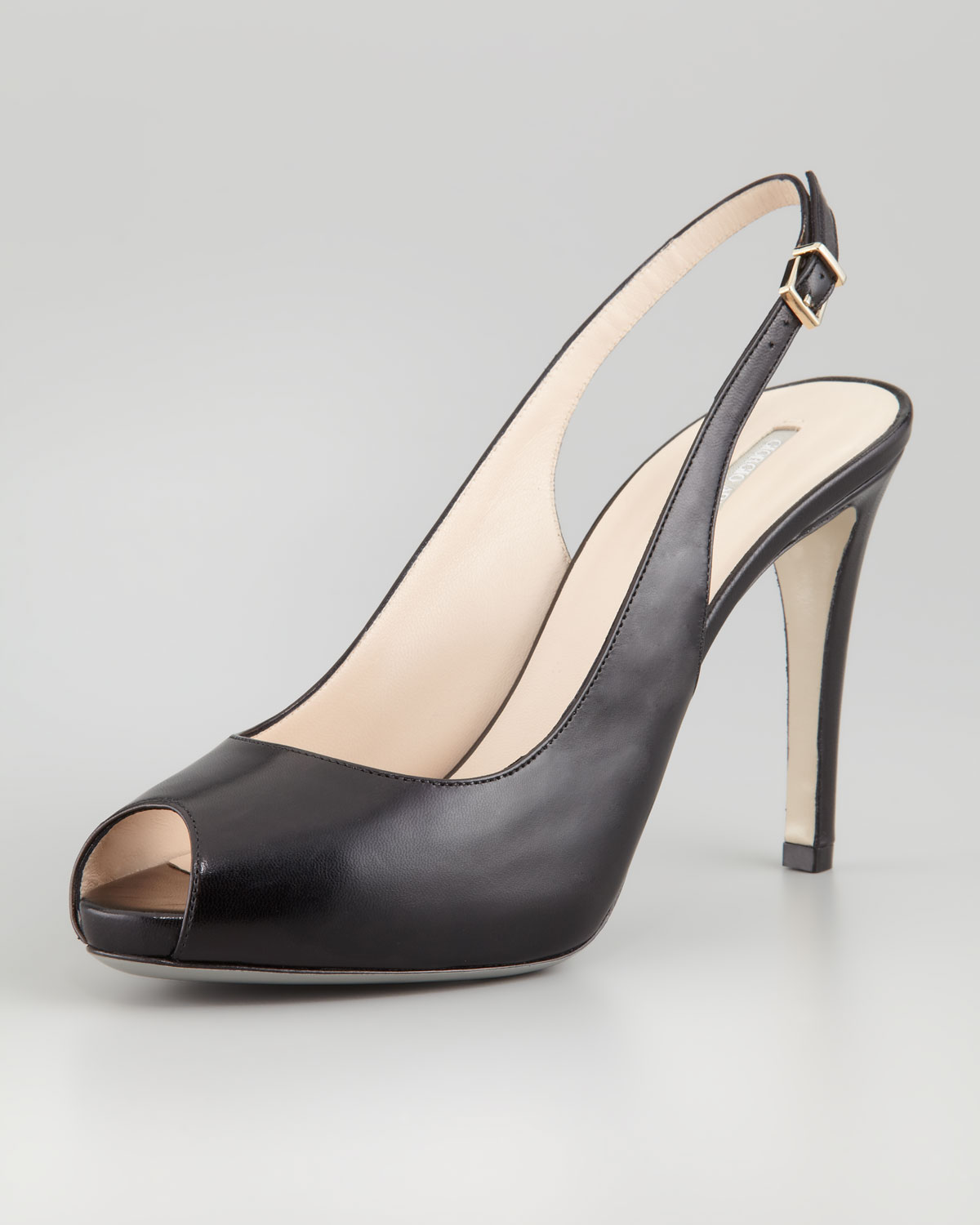 black peep toe slingback pumps