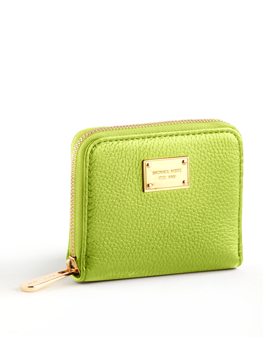 MICHAEL Michael Kors Small Zip Around Leather Wallet in Lime (Green) - Lyst