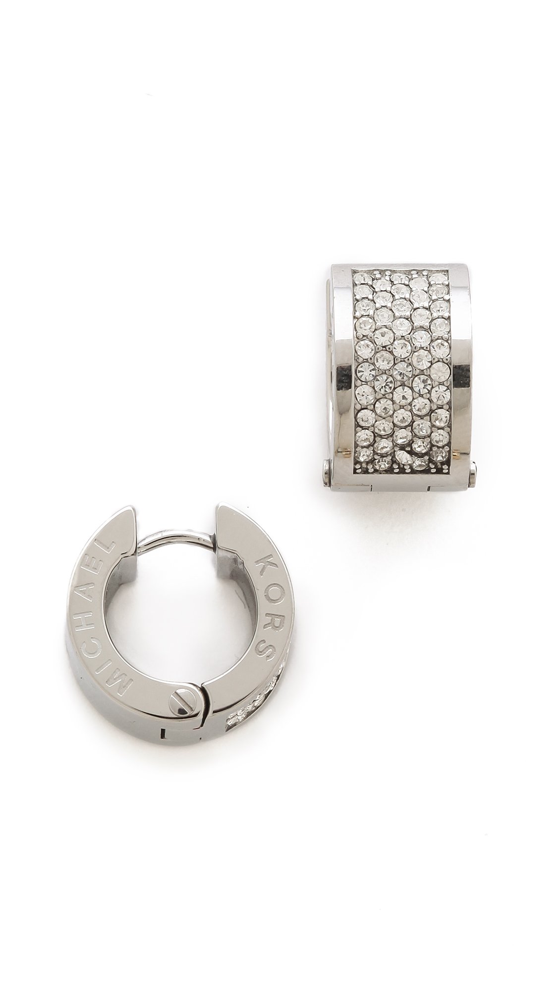 Michael Kors Pave Huggie Earrings in Metallic | Lyst