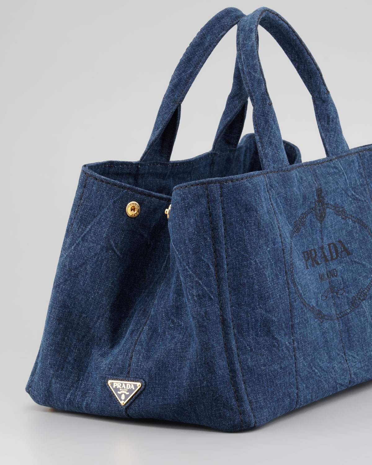 Prada Denim Small Gardeners Tote Bag in Blue | Lyst