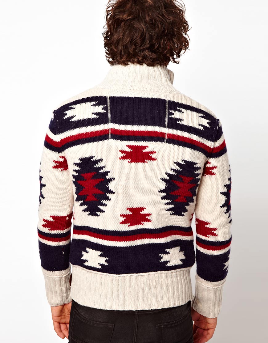 Superdry Navajo Knit Zip Cardigan in White for Men - Lyst