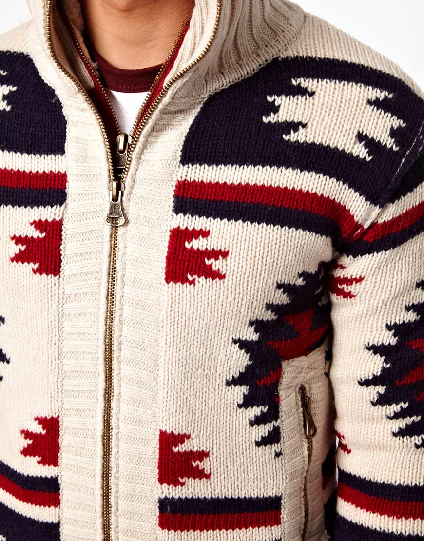 Superdry Navajo Knit Zip Cardigan in White for Men | Lyst