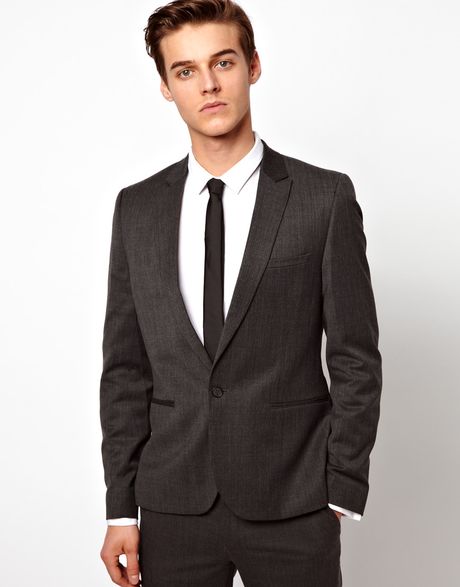 Asos Asos Skinny Fit Gray Suit Jacket in Wool Blend in Gray for Men ...