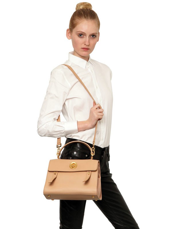 Saint Laurent Small Muse Two Leather and Canvas Bag in Natural