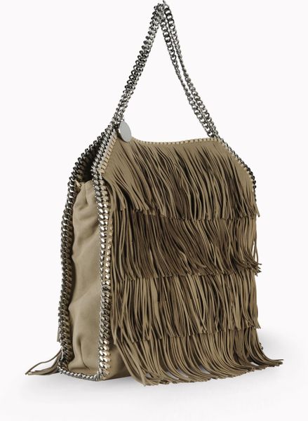 Stella Mccartney Falabella Tassel Large Tote in Green (taupe) | Lyst