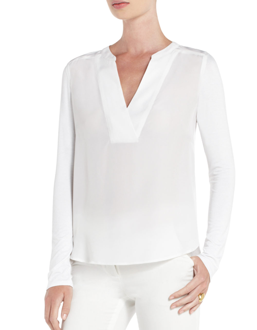 Lyst - BCBGMAXAZRIA Maclura Longsleeve Silk Shirt in White