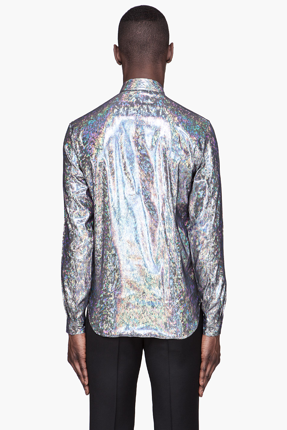 Mugler Hologram Button Front Shirt in Silver (Metallic) for Men | Lyst