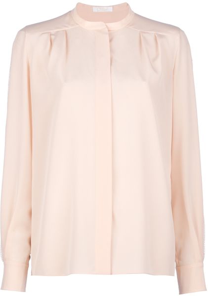 Chloé Mandarin Collar Blouse in Pink | Lyst