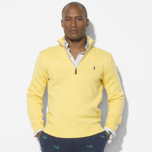 yellow half zip sweater