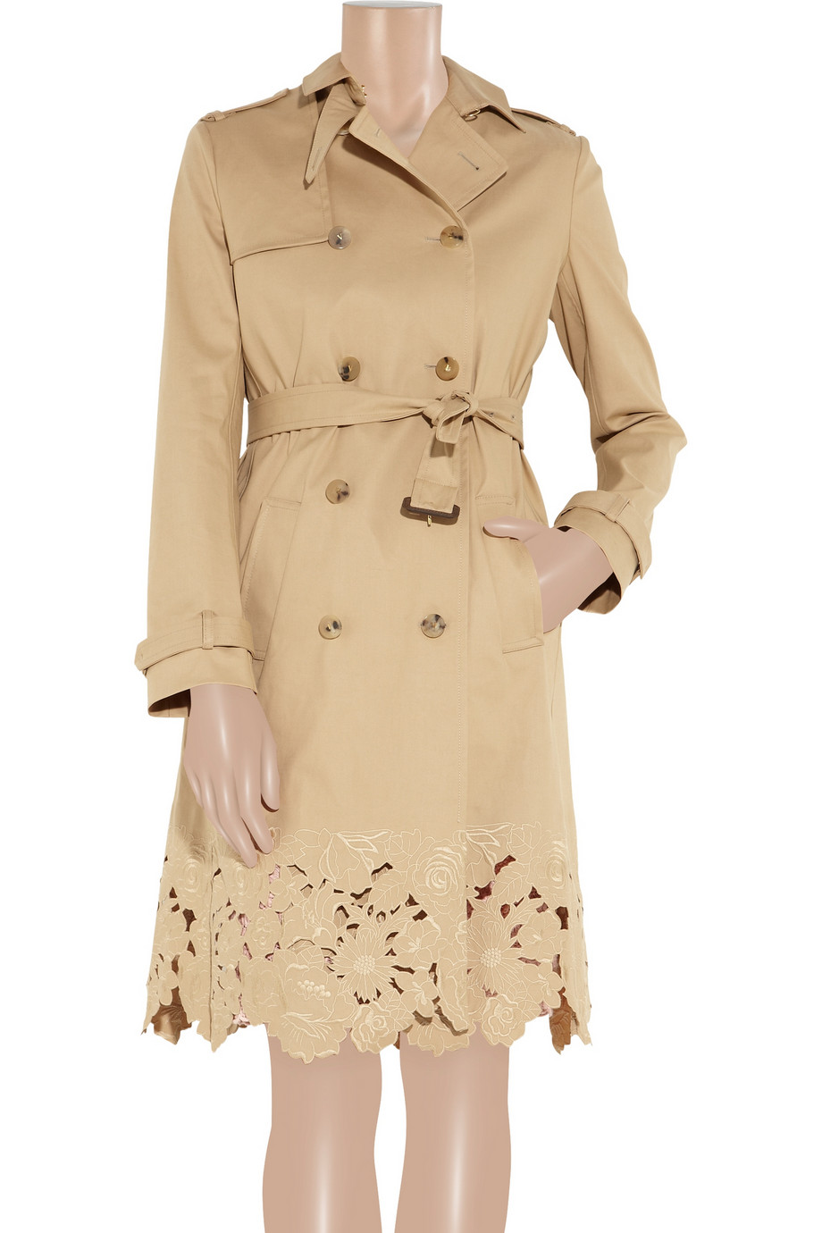 Lyst - Valentino Embroidered Cotton-gabardine Trench Coat in Natural
