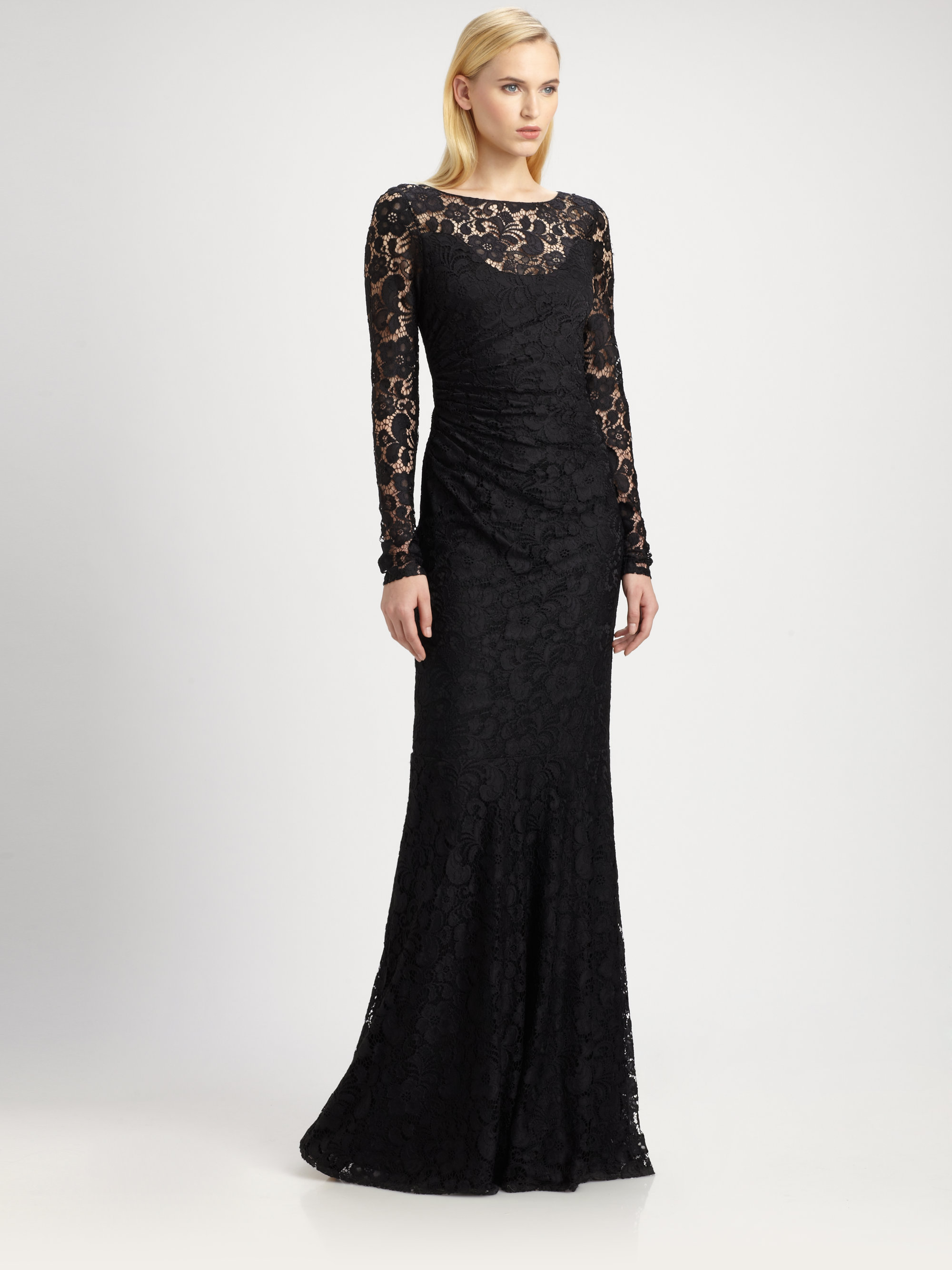 Lyst - David meister Lace Gown in Black