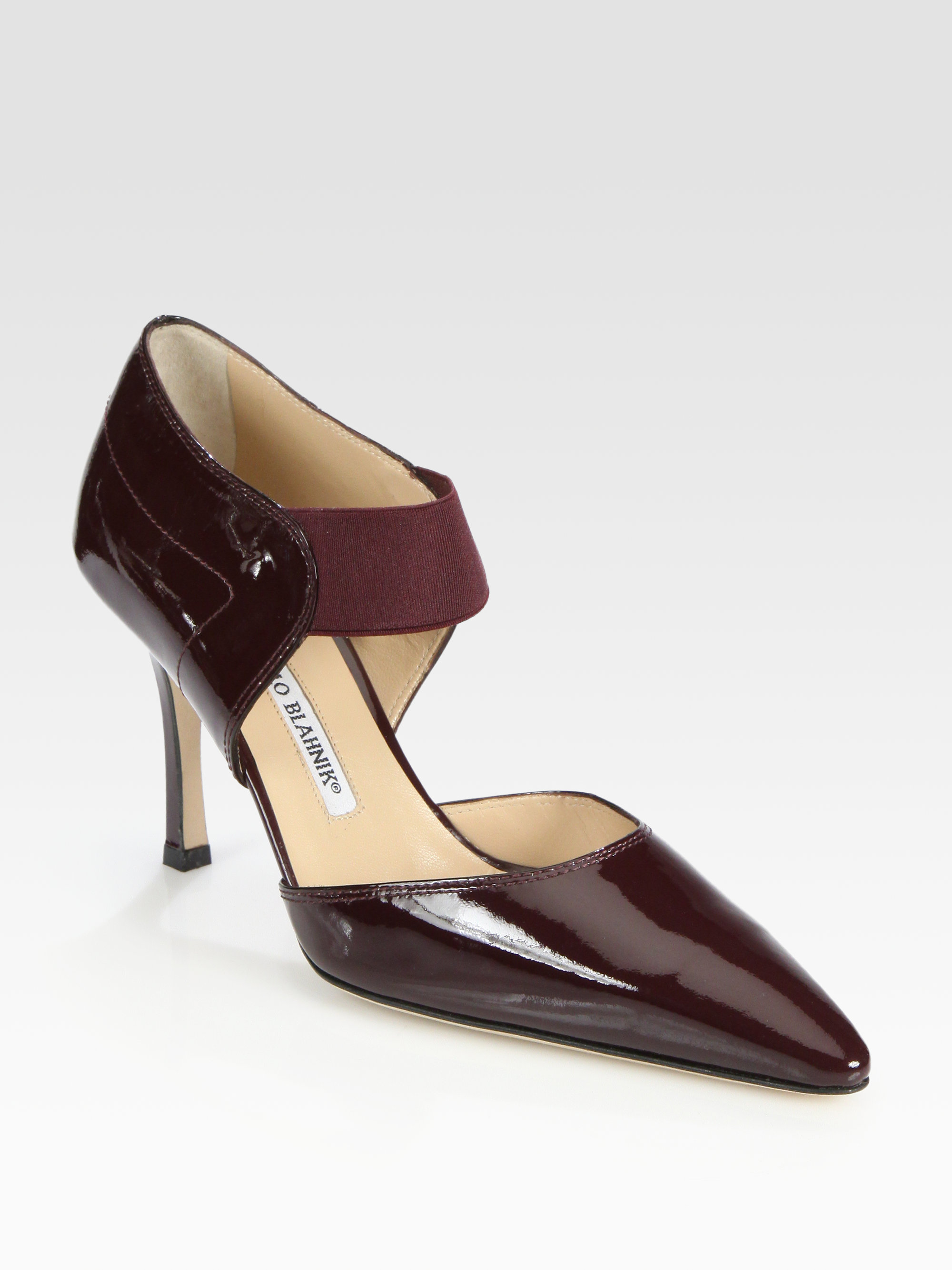 Manolo Blahnik Patent Leather Mary Jane Point Toe Pumps in Black Lyst