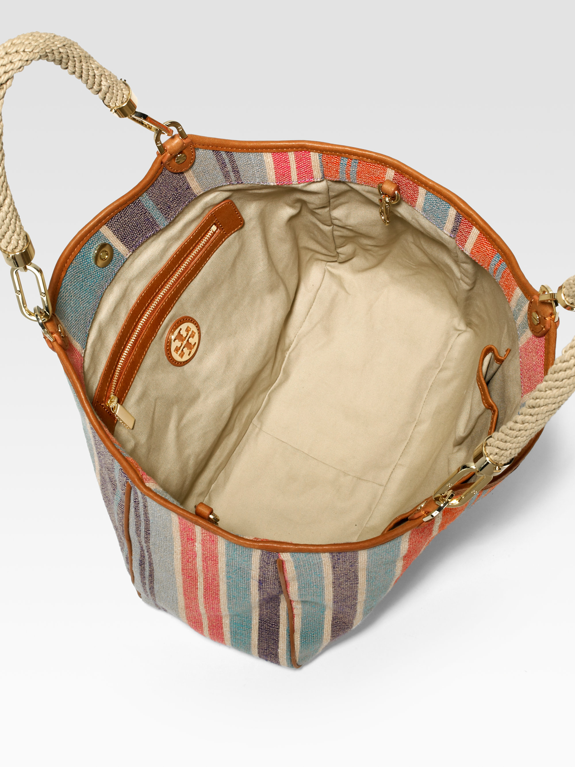 Tory Burch Striped Canvas Tote Lyst