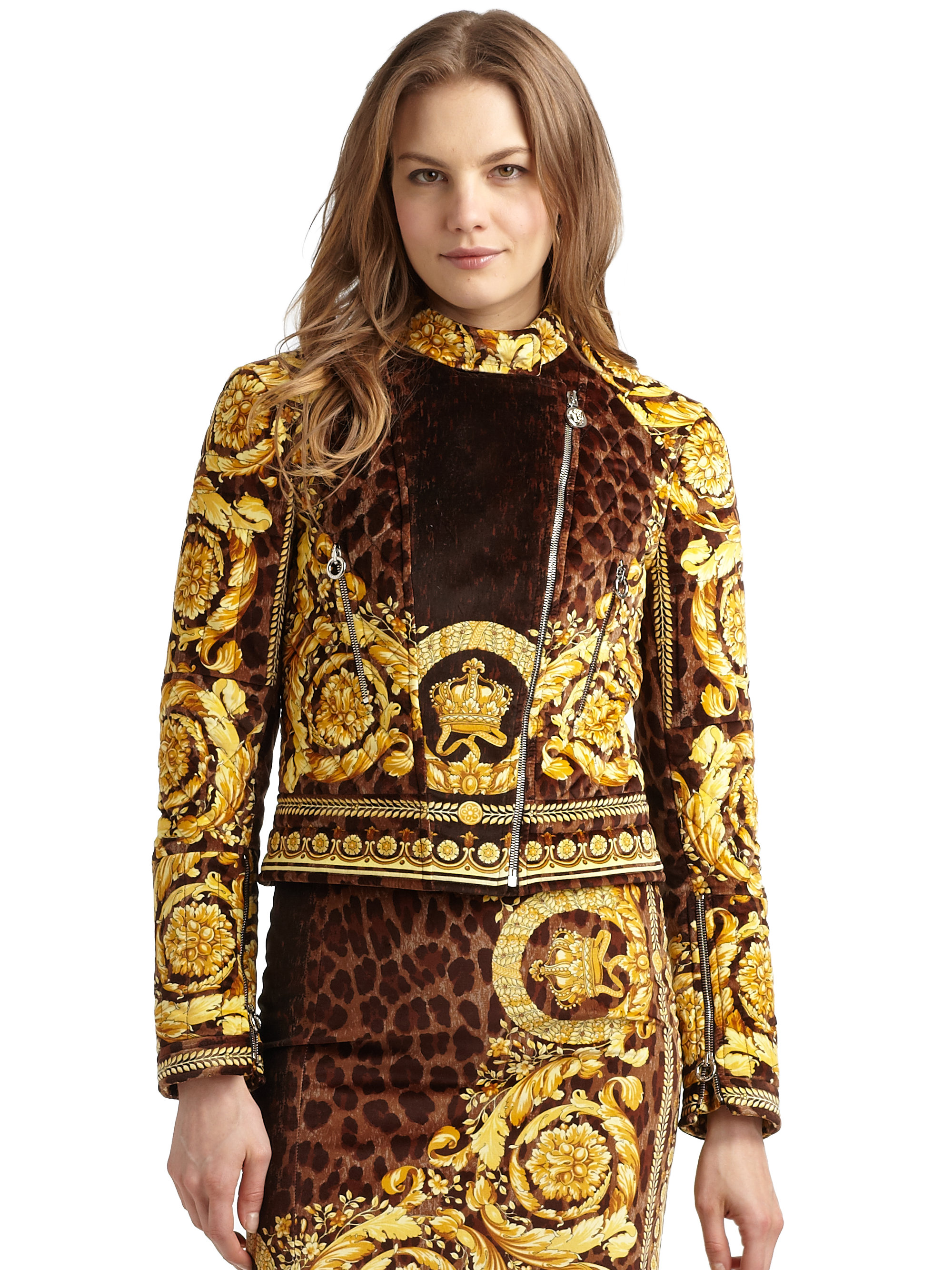 Versace Velvet Baroque Military Jacket in Gold Lyst