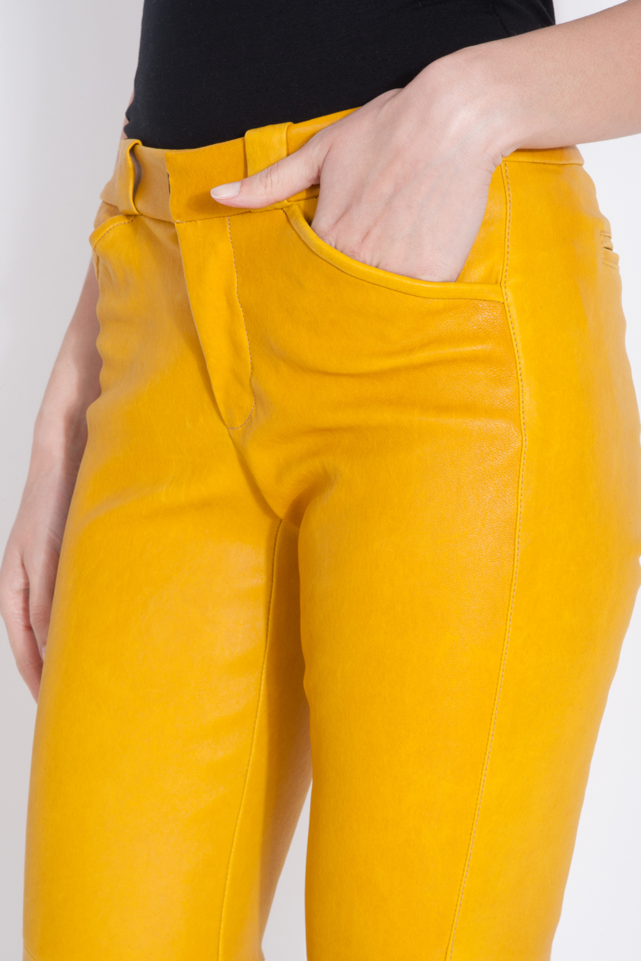 Lyst - A.L.C. Stretch Leather Pants in Yellow