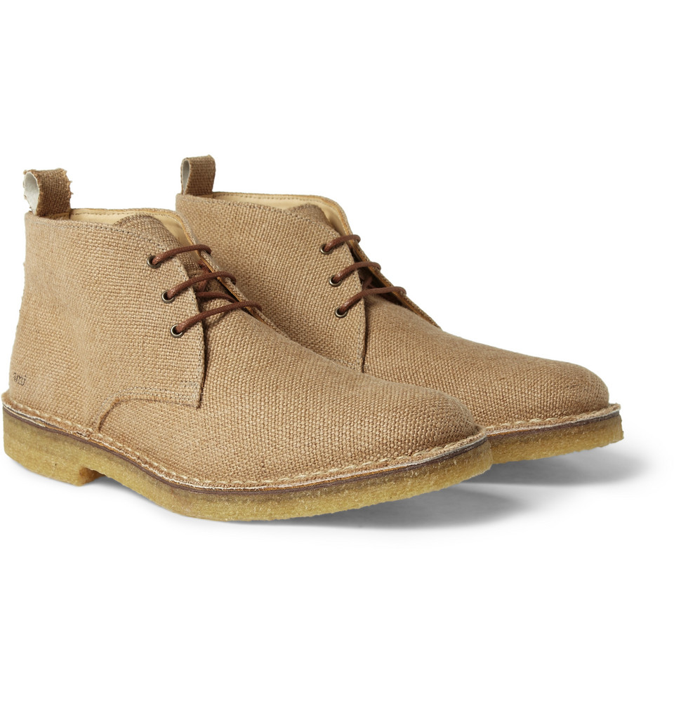 AMI Crepe Sole Canvas Desert Boots in Natural for Men Lyst