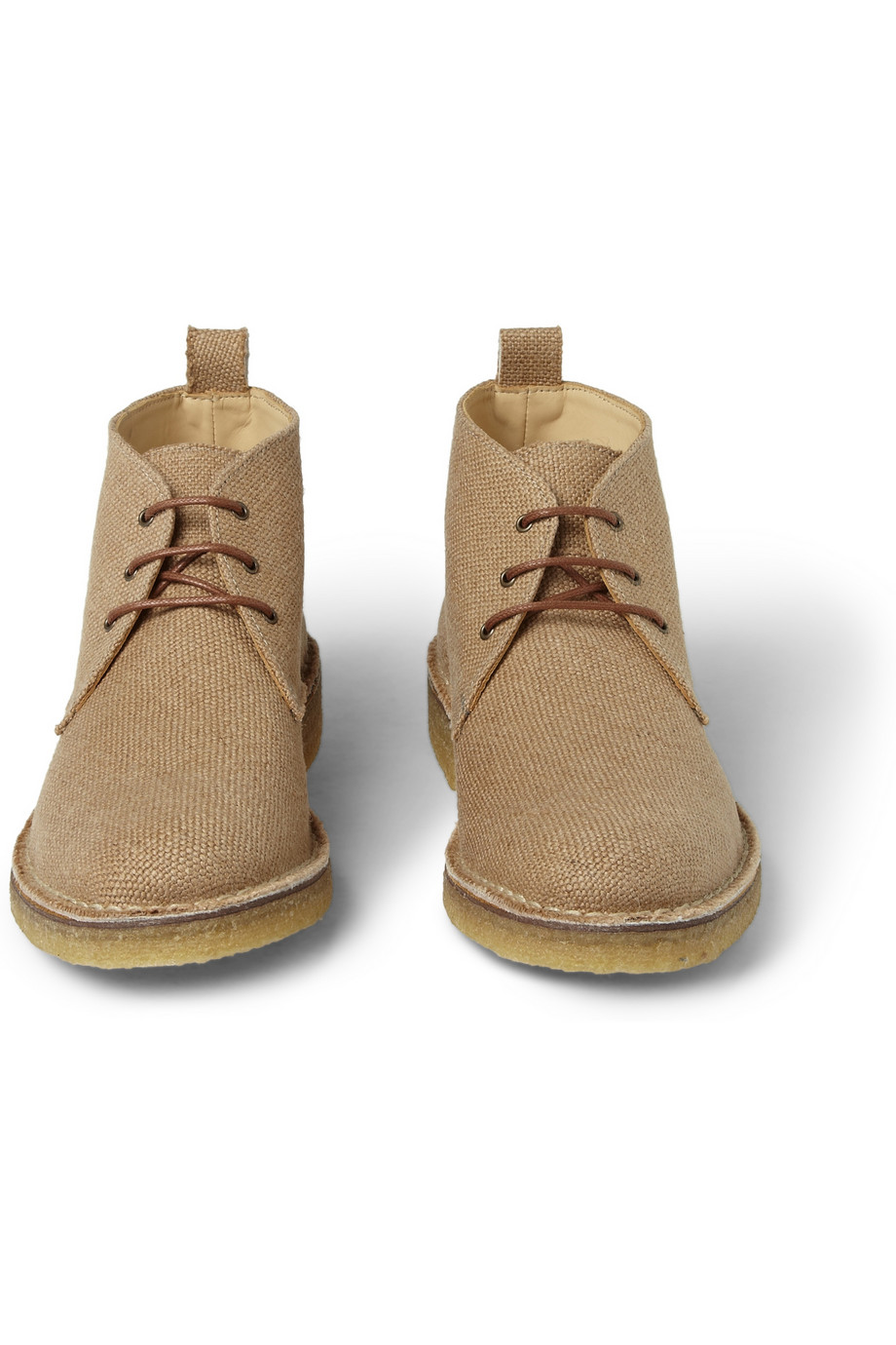 AMI Crepe Sole Canvas Desert Boots in Natural for Men Lyst