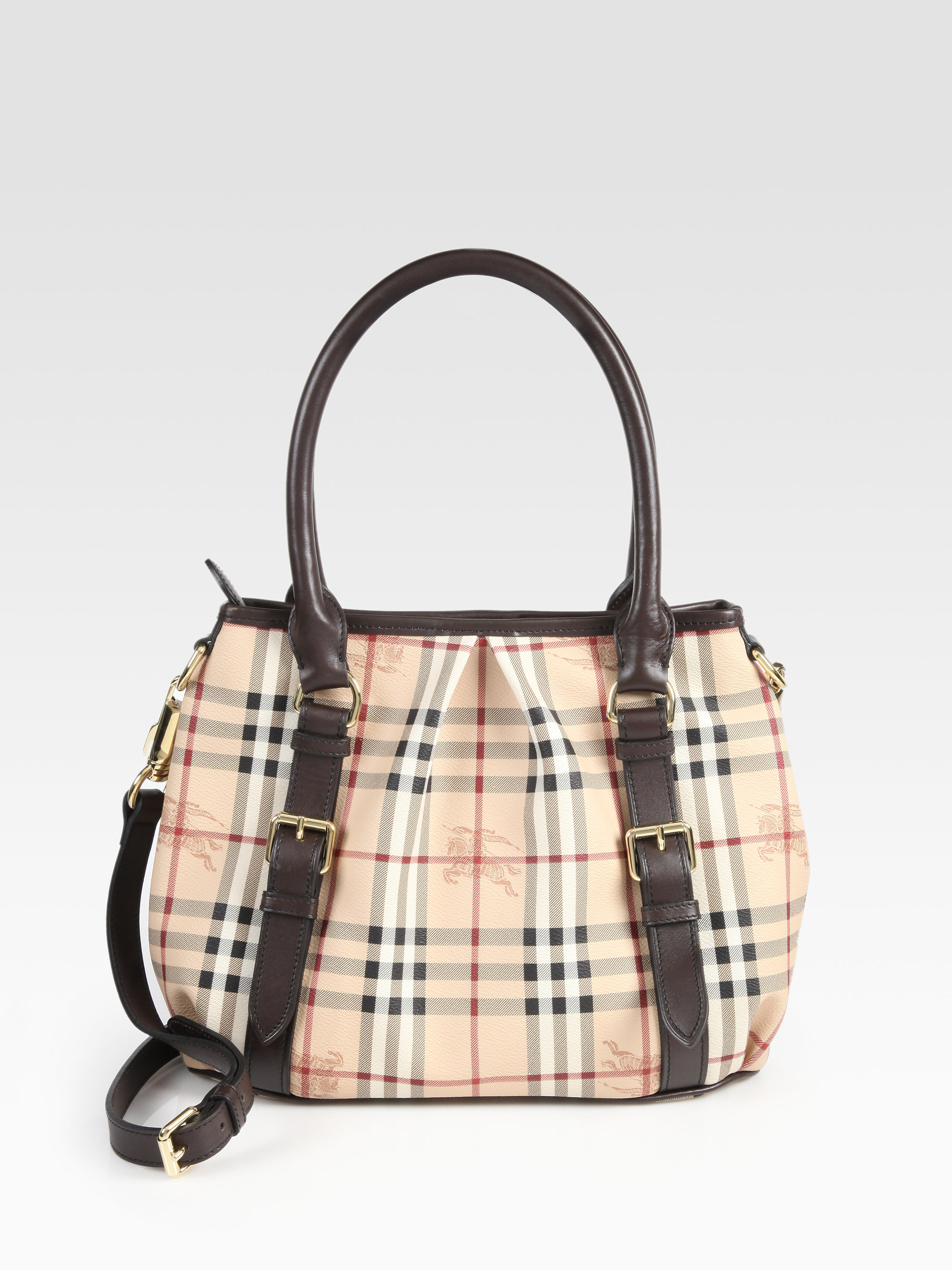 Burberry Small Canvas Leather Check Bag in Chocolate (Brown) - Lyst