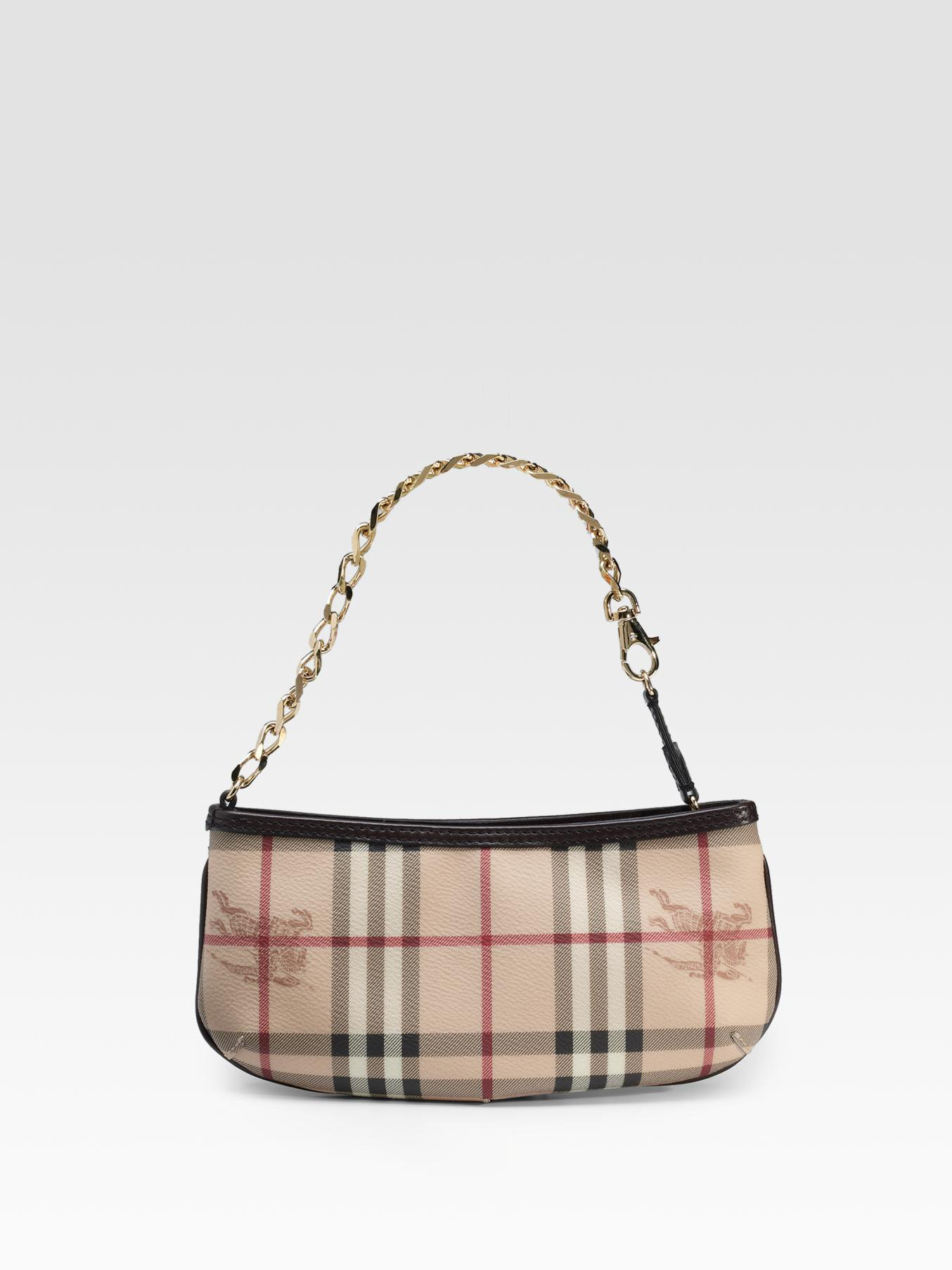 Burberry Check Wristlet in Natural | Lyst