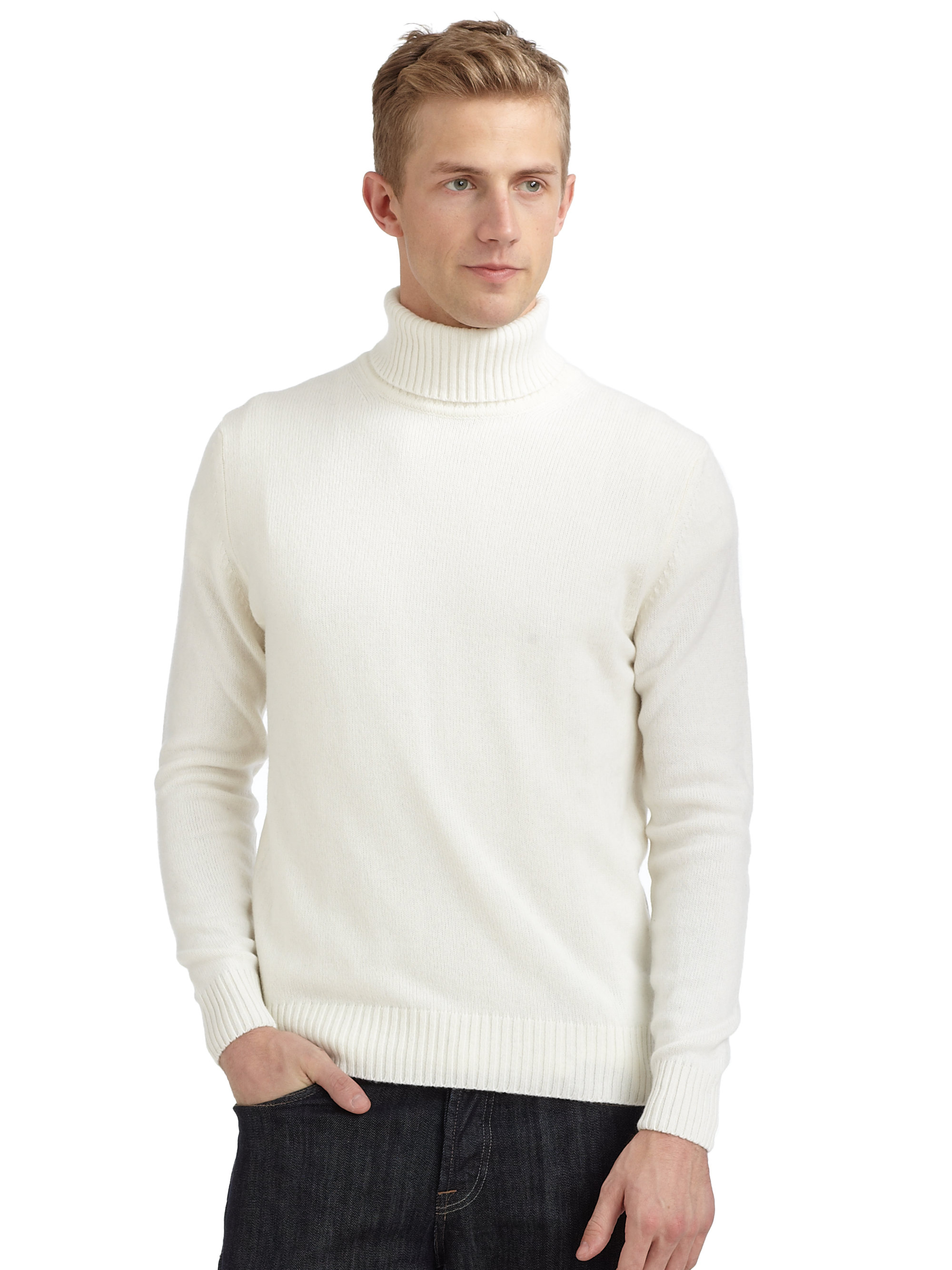 Calvin Klein Turtleneck Sweater in White for Men - Lyst
