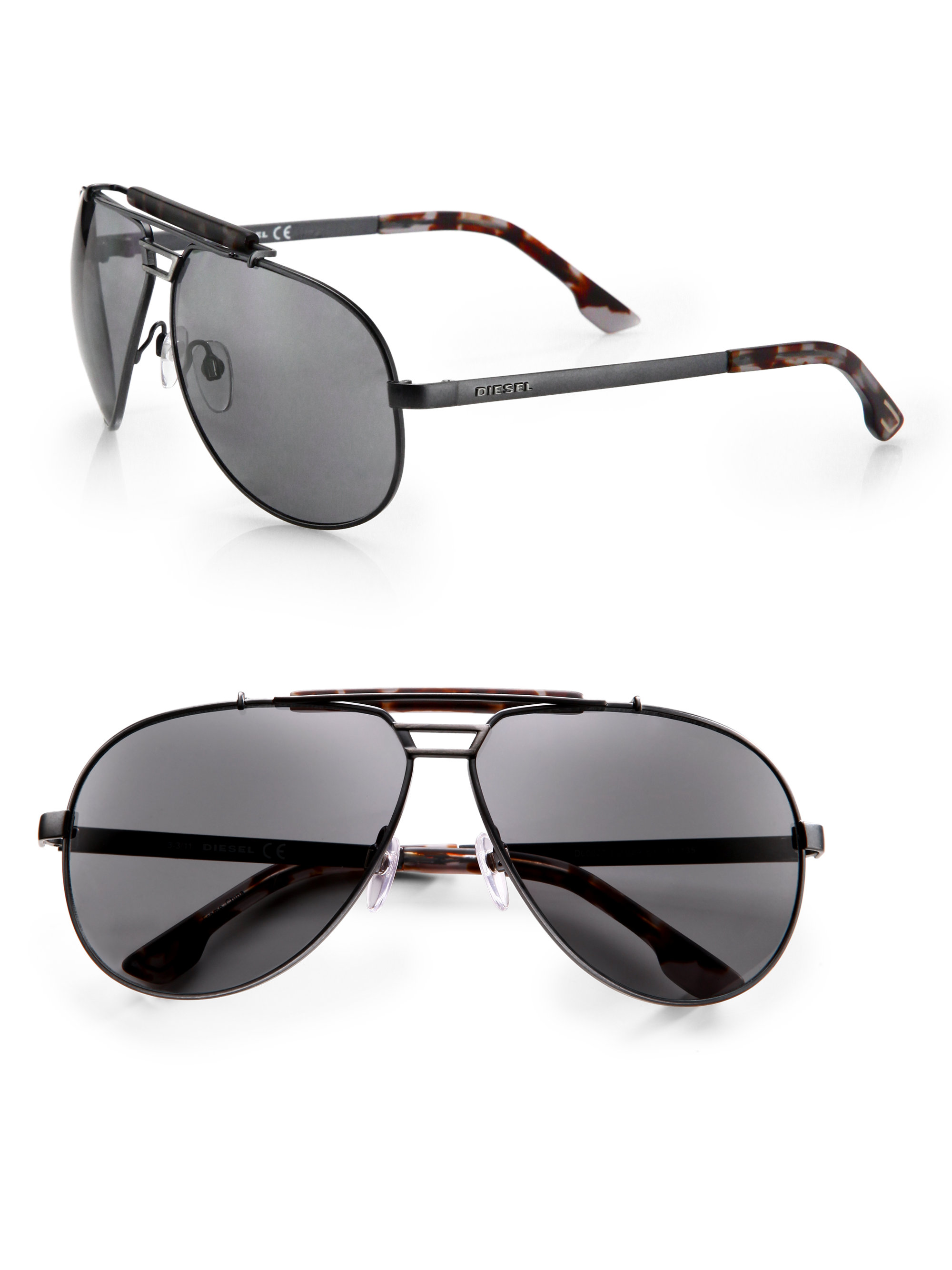 DIESEL Metal Aviator Sunglasses in Black-Grey (Black) for Men - Lyst