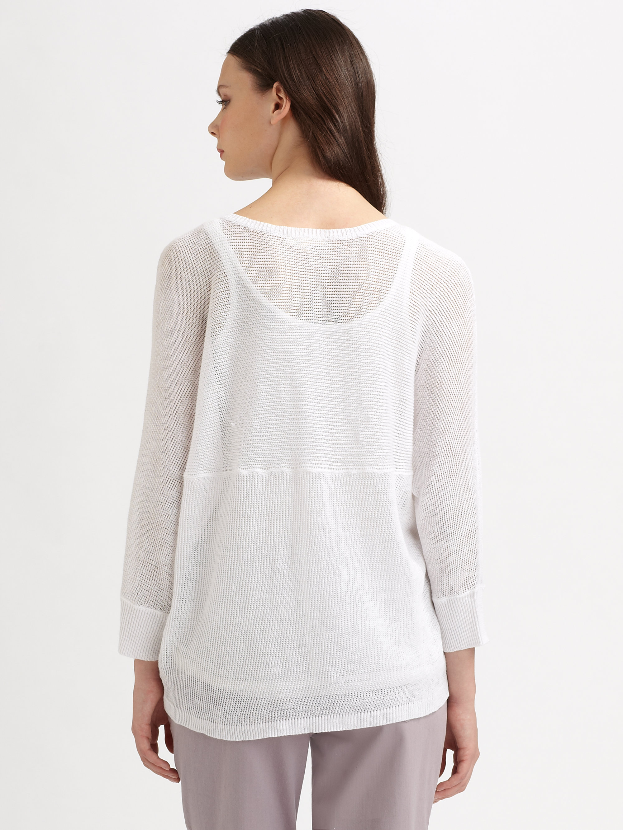 white linen sweater