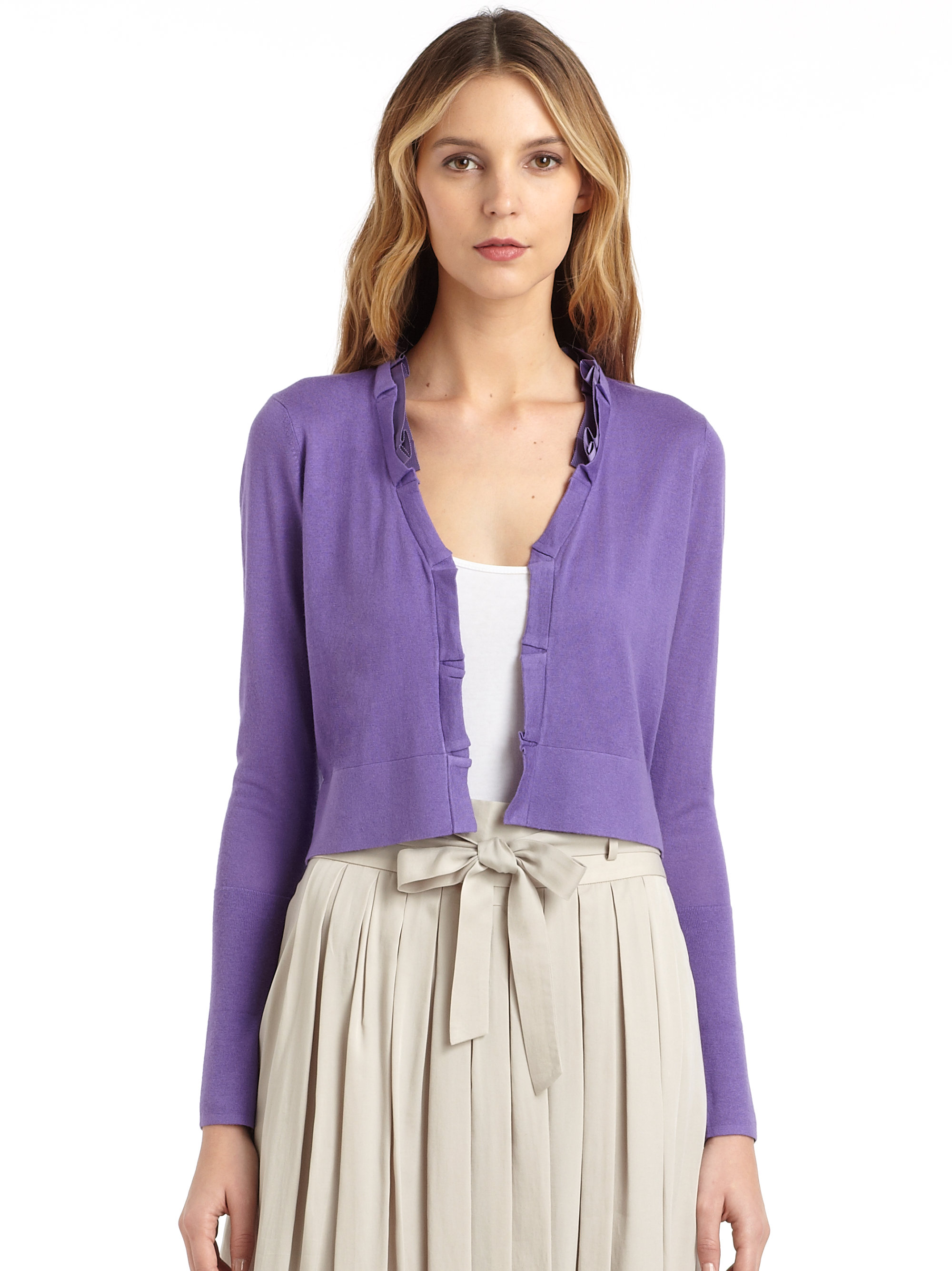 Post navigation Wrap yourself in the cozy and comfy LUSH Sweetest Treat Lilac Cardigan Sweater! Soft and chunky knit shapes this must-have cardigan with an open-front design finished with patch pockets at the waist. Long balloon sleeves, with ribbed cuffs, frame the cozy look.5/5(3).