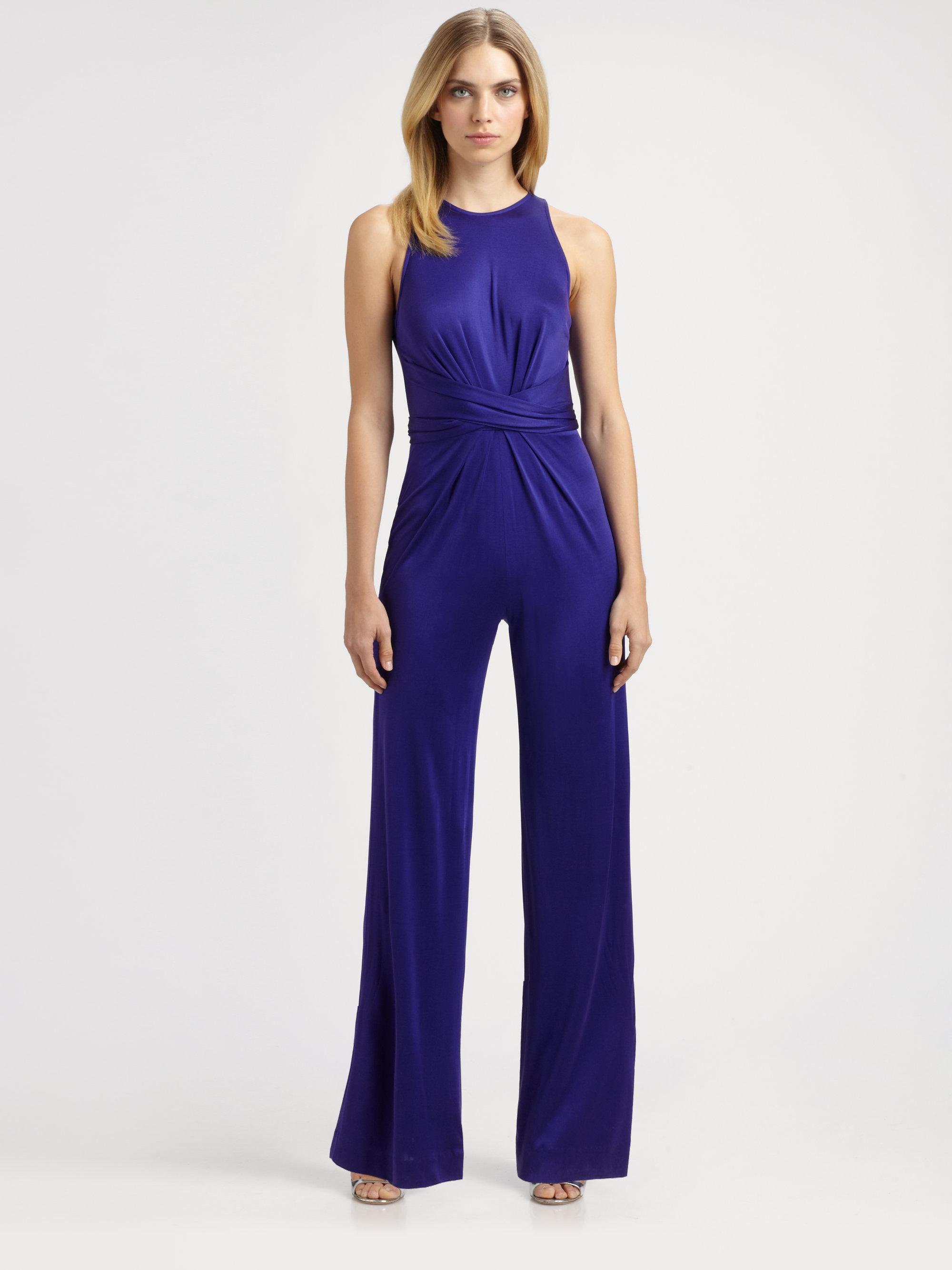 purple silk jumpsuit