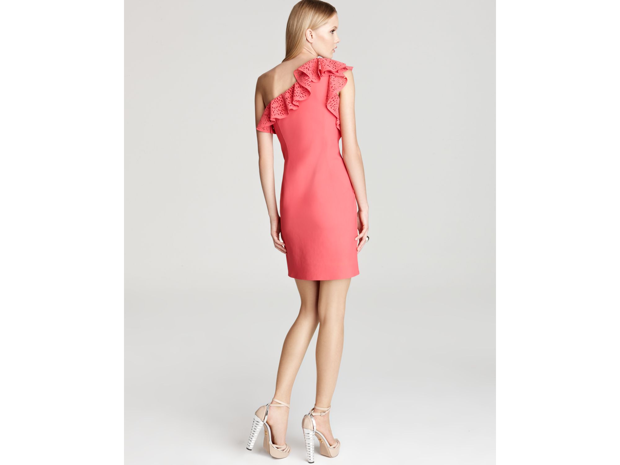 Lyst Laundry By Shelli Segal One Shoulder Dress Cutout Ruffle in Pink